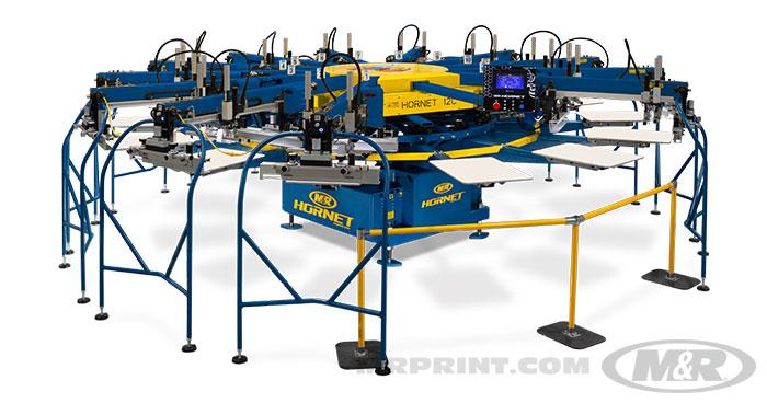 M&R Hornet automatic screen printing press